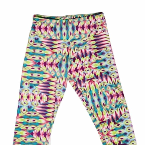 Onzie Colorful Cropped Leggings Bold Yoga Psychedelic Print Size Small Medium - Picture 4 of 12